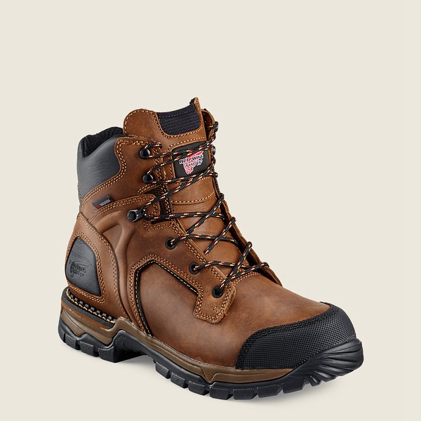 Red Wing Mens Safety Boots - Flexforce® - 6-inch Waterproof Toe - Brown/Black - WRY478950